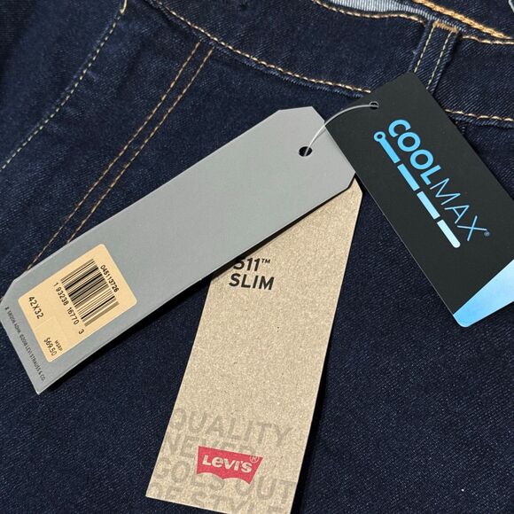 NWT $69.50 Levi's 511 Performance Coolmax Dark Wash Stretch Jeans Men Size 42x32 - Picture 7 of 11